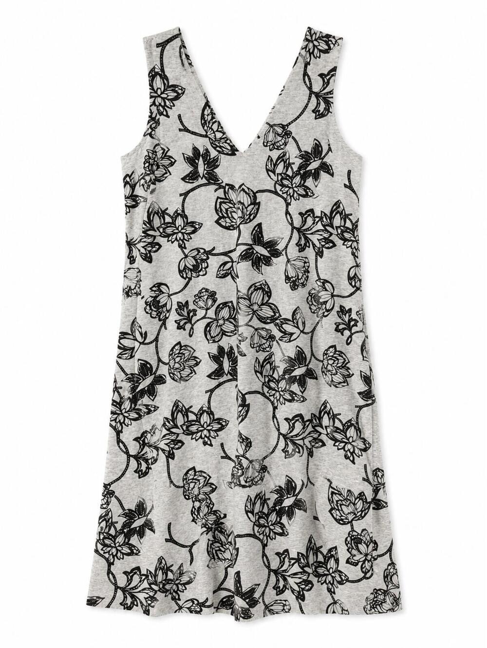 Press Dress V Neck Sleeveless Dress w/Floral Print stretchy cotton, Size XL